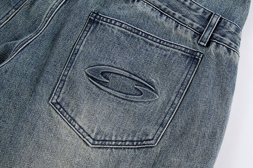 F2CE Double Waistband Washed Wide-Leg Jeans