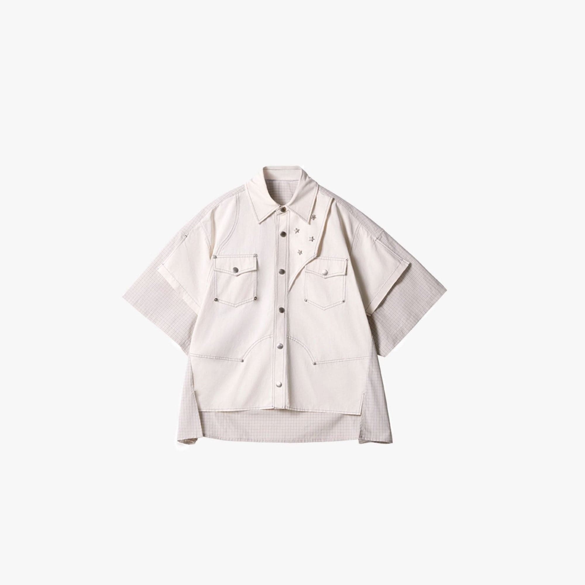 ERROR CODE ROBOT Multi-Studded Faux-Layer Short Sleeve Half Shirt