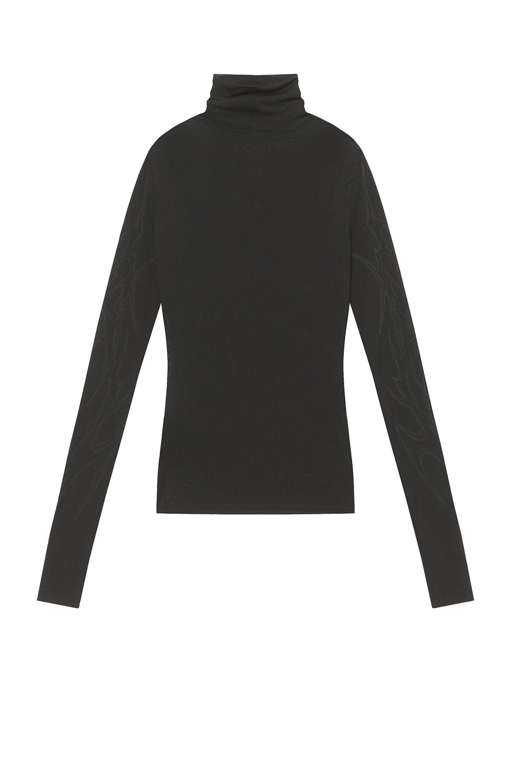 CLP Abstract Graphic Mesh Sheer Slim Turtleneck