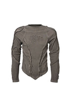 CLP Distressed Raw-Seam Paneled Long-Sleeve Tee