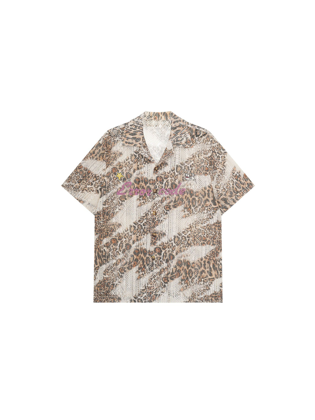 ERROR CODE ROBOT Leopard Full-Print Cutout Half Shirt