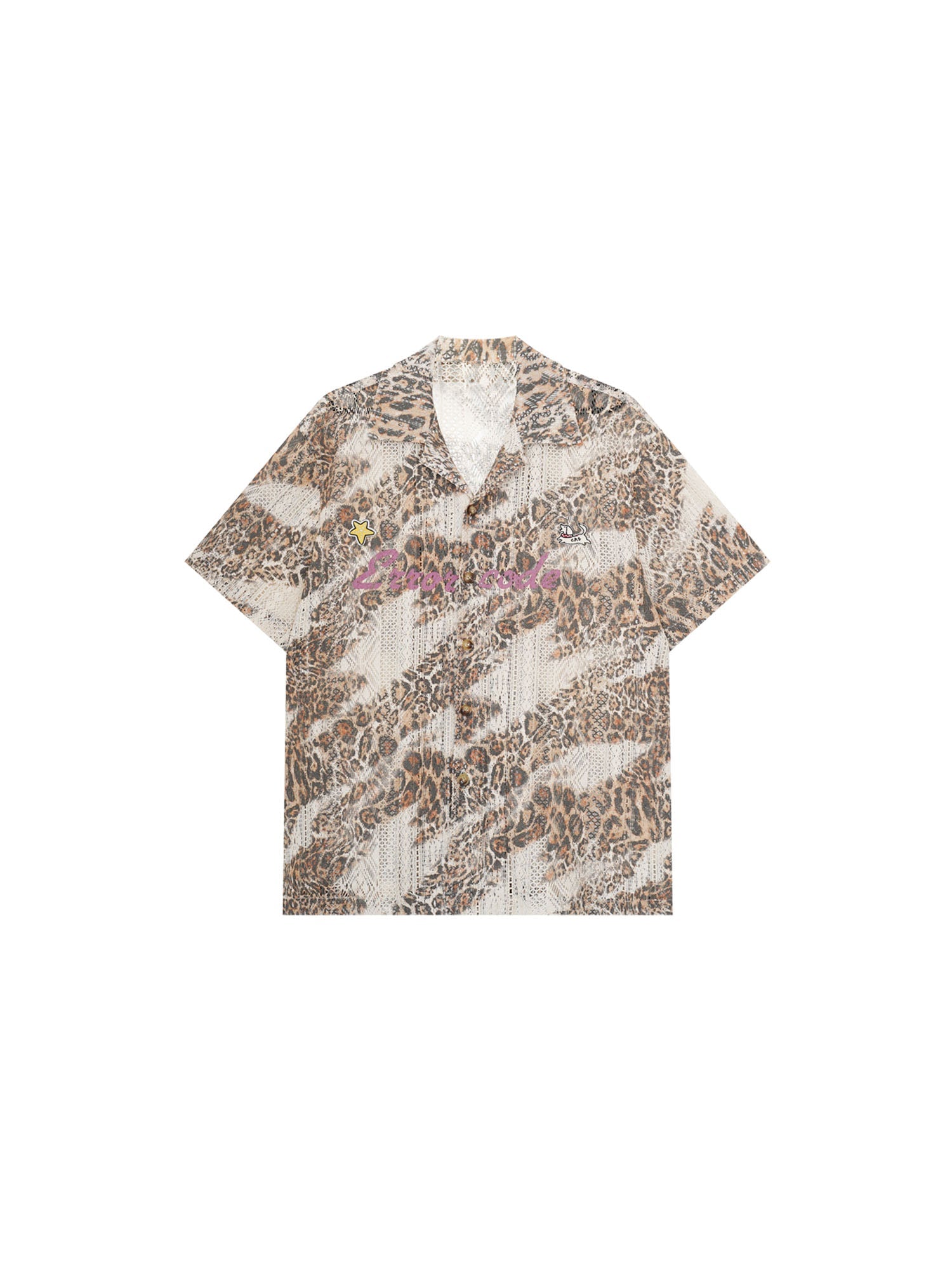 ERROR CODE ROBOT Leopard Full-Print Cutout Half Shirt