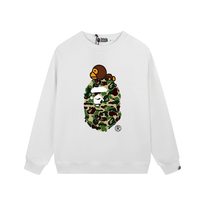 A BATHING APE Camo Ape Head Crewneck Sweatshirt