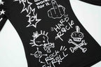 CLP Full-Print Graffiti Mesh Long-Sleeve Tee