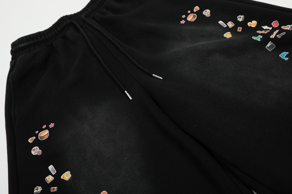 CLP Washed Stickers Drawstring Shorts