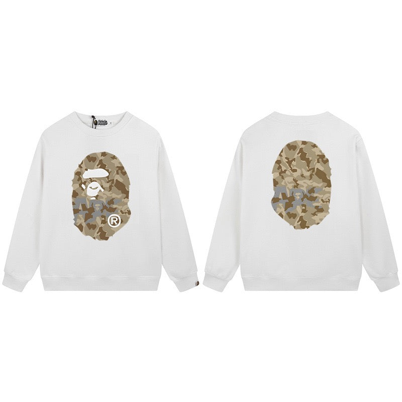 A BATHING APE Camo Ape Head Graphic Crewneck Sweatshirt