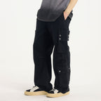 BONELESS Distressed Multi-Pocket Drawstring Cargo Jeans