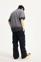 BONELESS Distressed Multi-Pocket Drawstring Cargo Jeans