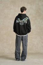 BONELESS Floral Embroidered Fleece-Lined Hoodie