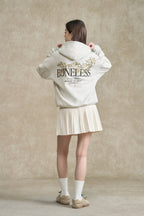 BONELESS Floral Embroidered Fleece-Lined Hoodie