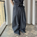 ESAIAS Retro Plaid Pleated Wide-Leg Pants