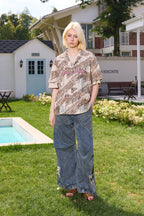 ERROR CODE ROBOT Leopard Full-Print Cutout Half Shirt