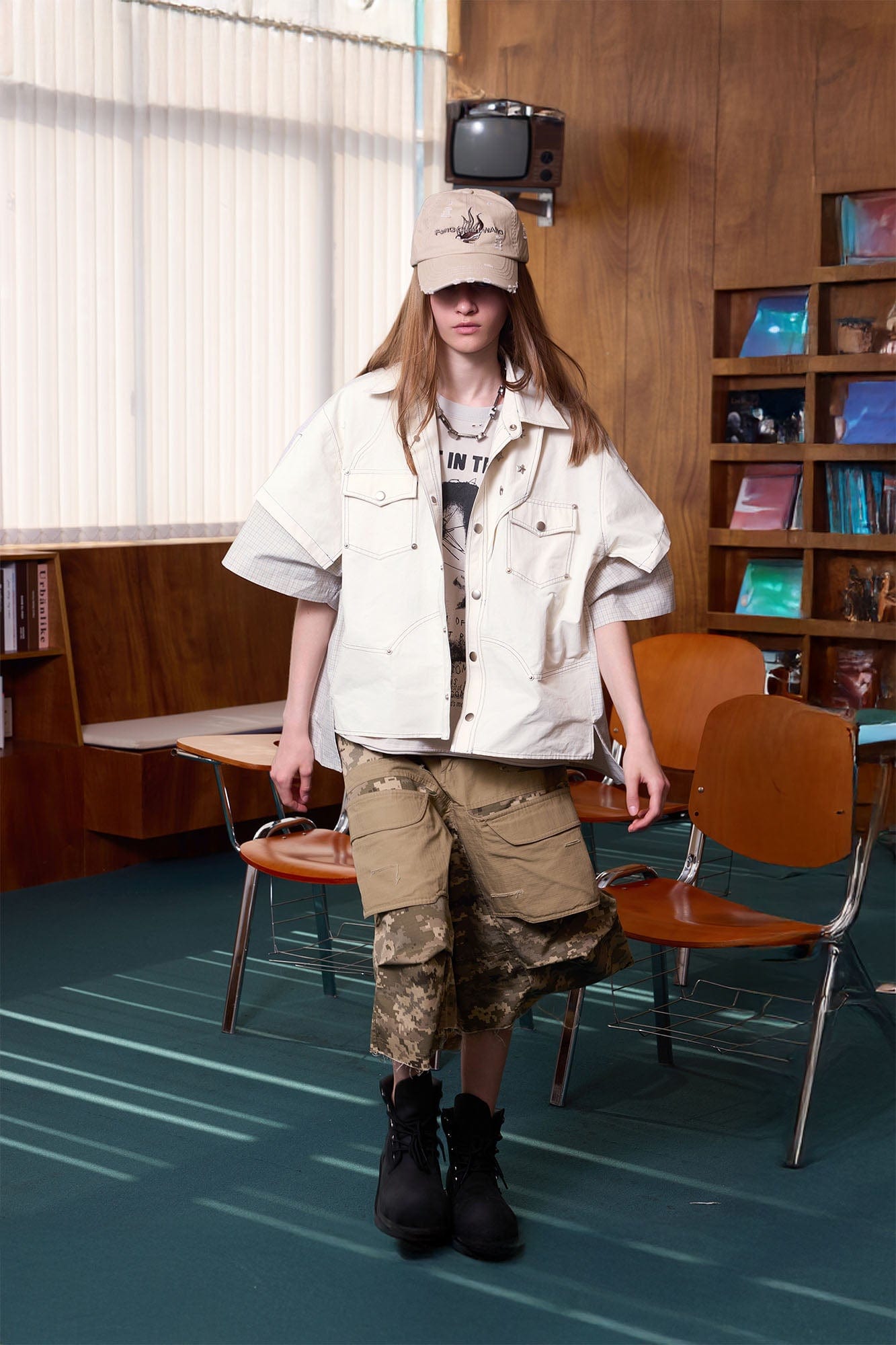 ERROR CODE ROBOT Multi-Studded Faux-Layer Short Sleeve Half Shirt