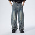 ERROR CODE ROBOT Washed Curved Pleated- Knee Jeans