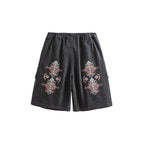 ME DA IGUAL Ethnic Embroidery Belted Shorts