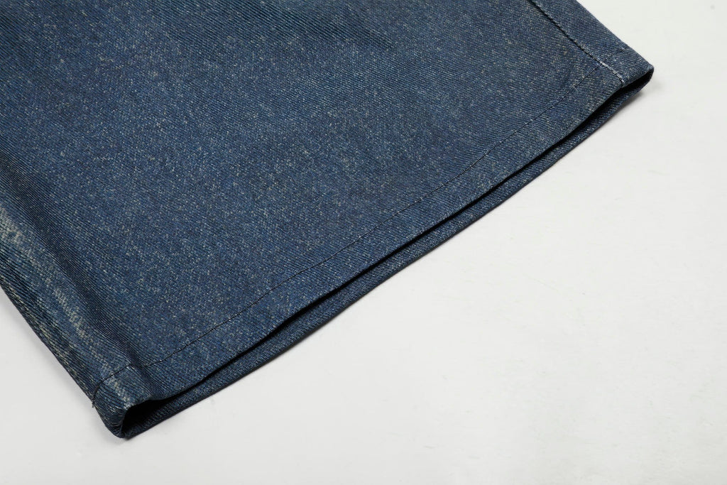 CLP Badge Belt Graphic Cropped Denim Shorts
