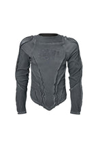 CLP Distressed Raw-Seam Paneled Long-Sleeve Tee