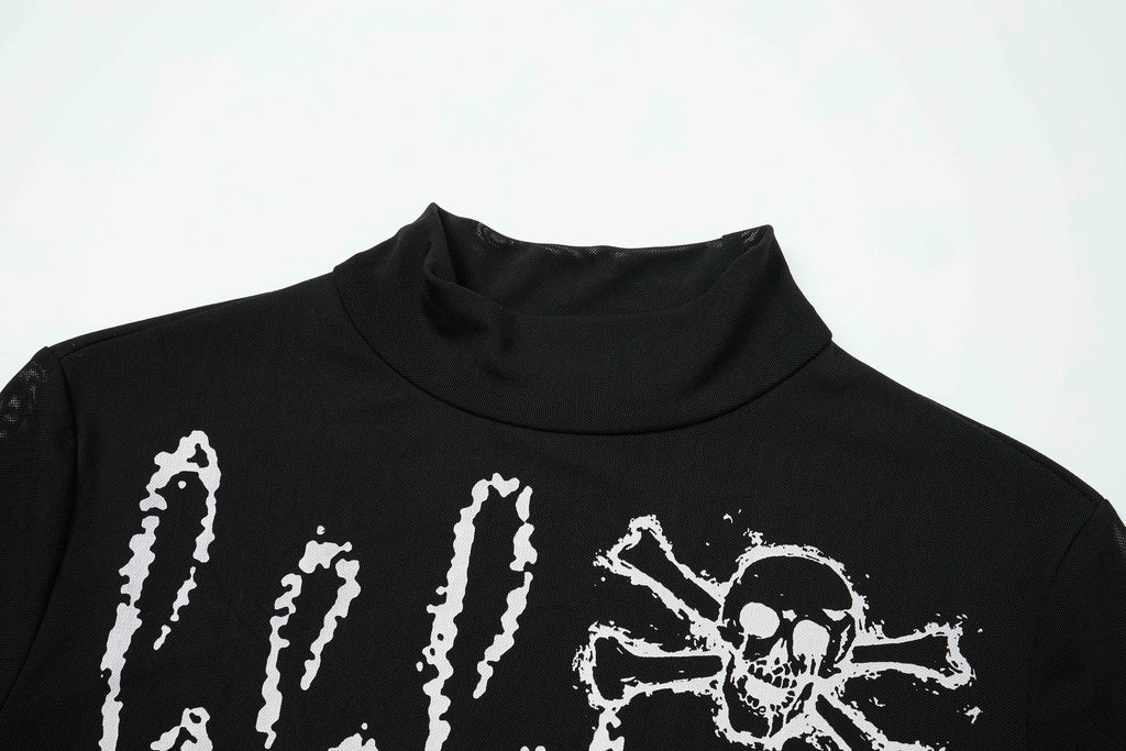 CLP Full-Print Graffiti Mesh Long-Sleeve Tee