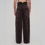ILNya Nieternite Nifutur Velvet High-Waisted Pleated Wide-Leg Pants