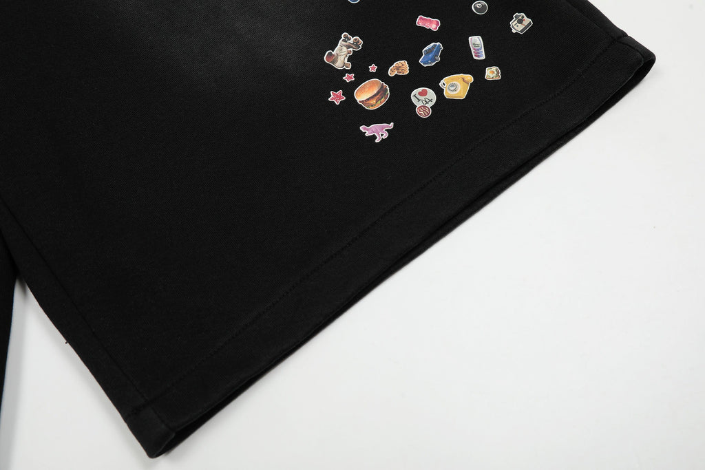 CLP Washed Stickers Drawstring Shorts