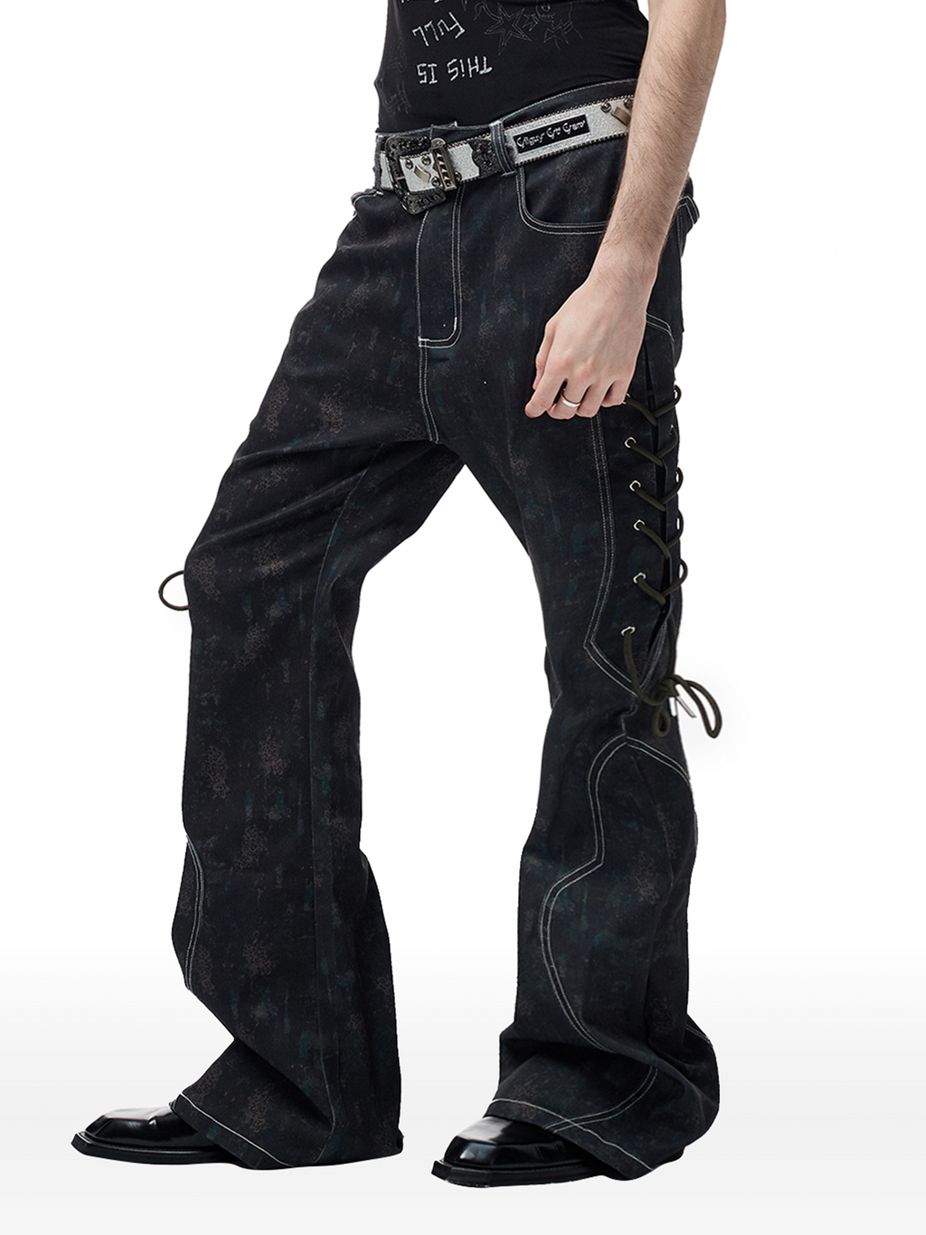 CYCYCY Wasteland Leopard Drawcord Flared Jeans