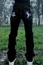 VINKID Embroidered Contrast Stitch Stacked Skinny Jeans