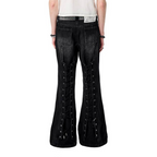 ERISSTOFF Washed Lace-Up Flared Jeans