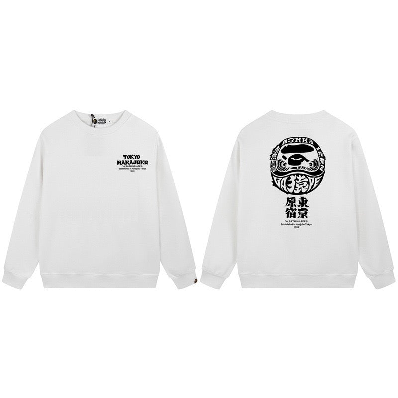 A BATHING APE Tokyo Harajuku Daruma Logo Crewneck Sweatshirt