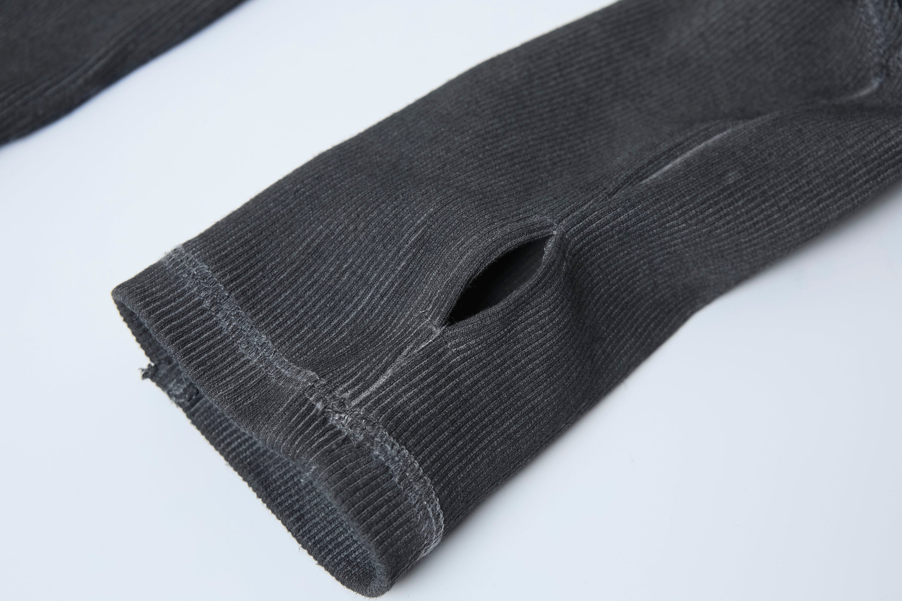 CLP Distressed Raw-Seam Paneled Long-Sleeve Tee