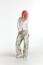 DND4DES×Faychui Distressed Gem&Lace Jeans