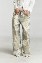 DND4DES×Faychui Distressed Gem&Lace Jeans