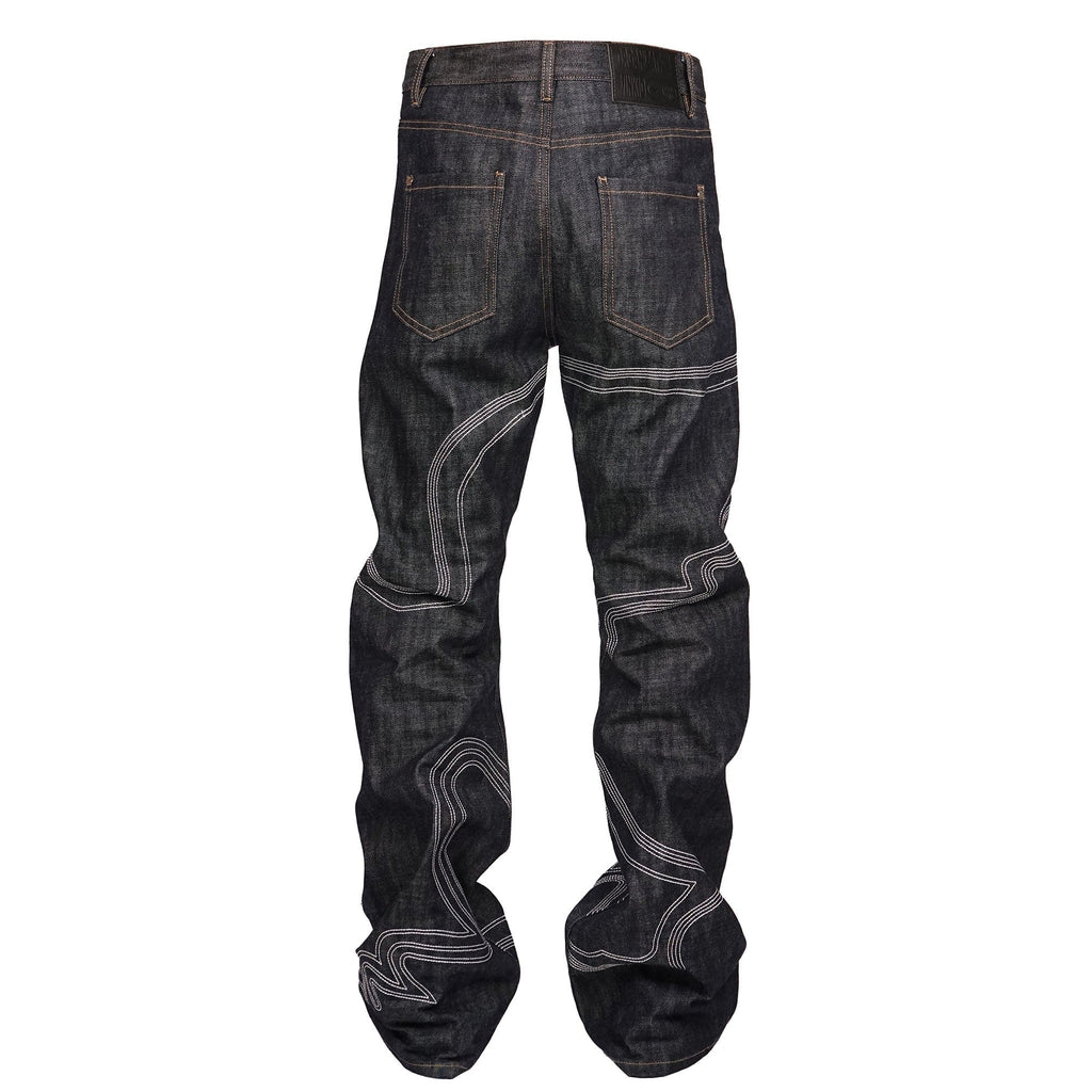 VINKID Embroidered Dove Stitched Selvedge Jeans