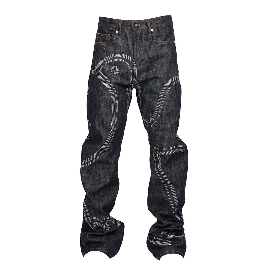 VINKID Embroidered Dove Stitched Selvedge Jeans