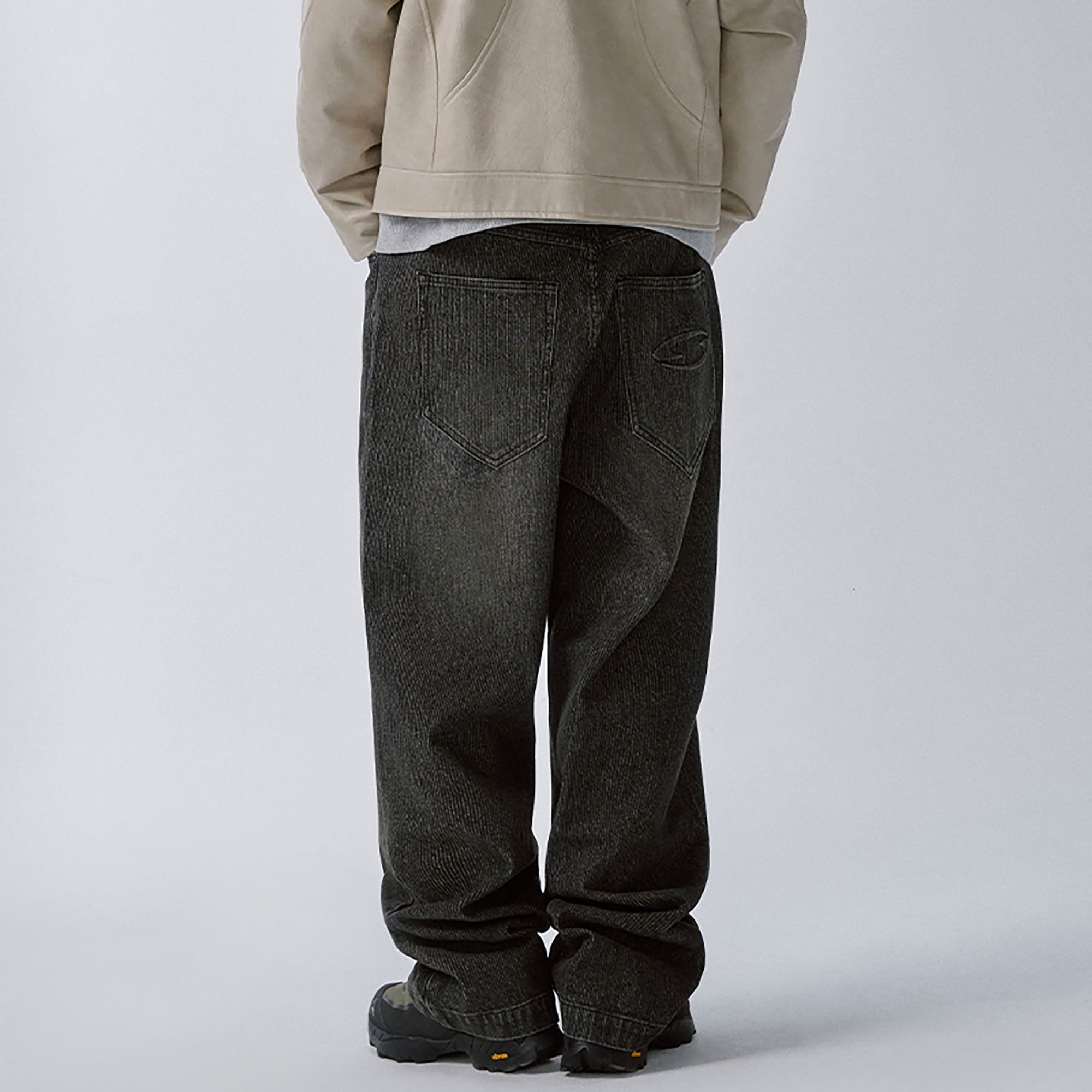 F2CE Retro Corduroy Logo Embroidery Straight-Leg Jeans