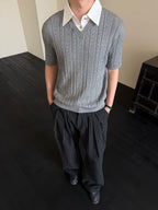 KREATE Faux Layered Cable-Knit Half Shirt
