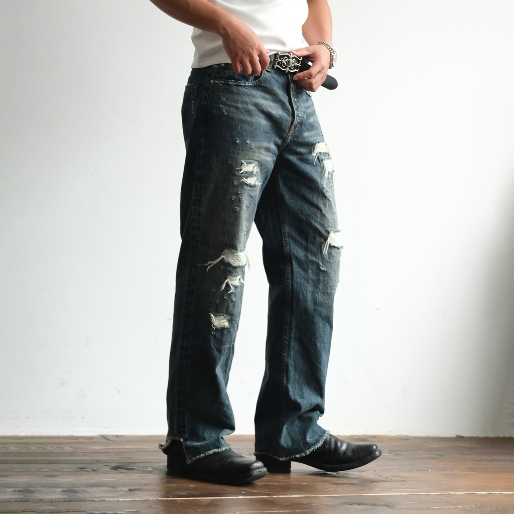 NEIGBORL Distressed Straight-Leg Denim Pants