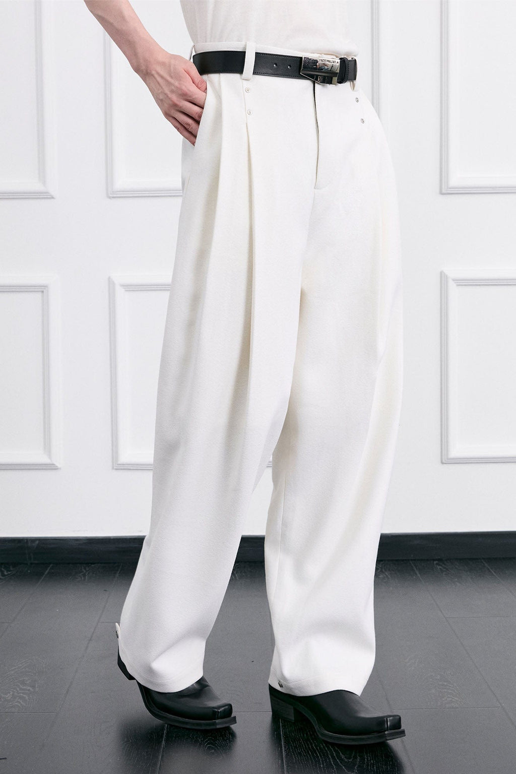 FACEONLAB Essential Wool-Blend Pleated Trousers