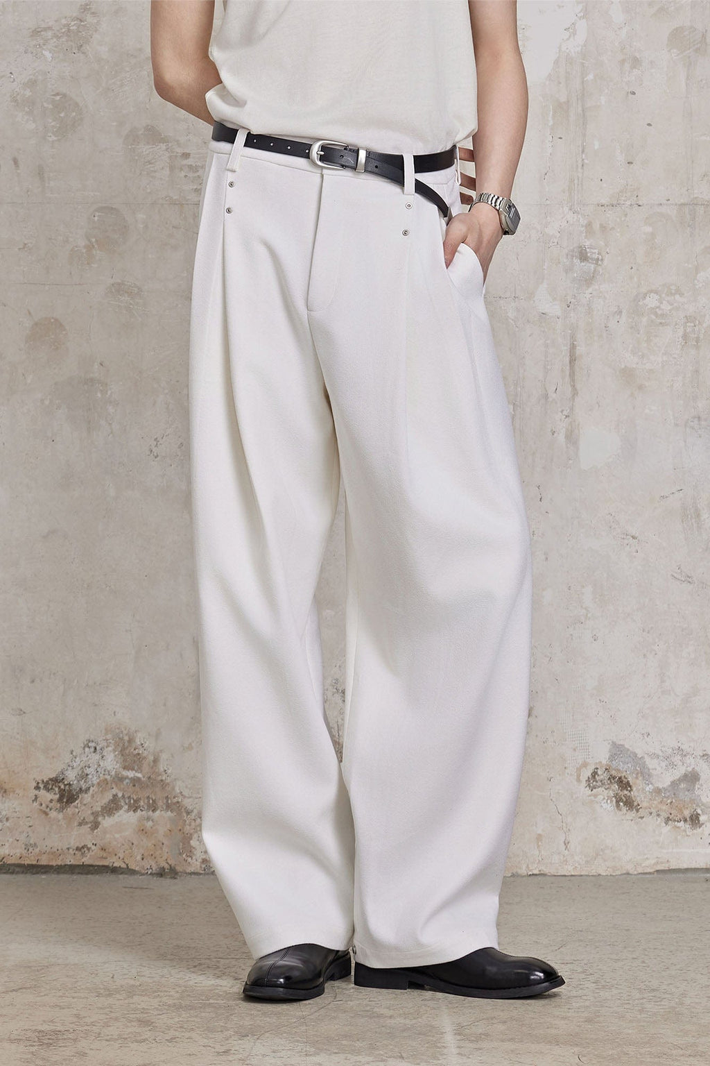 FACEONLAB Essential Wool-Blend Pleated Trousers