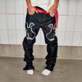 VINKID Peace Dove Embroidery Raw Jeans