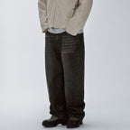 F2CE Retro Corduroy Logo Embroidery Straight-Leg Jeans