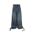 PCCVISION Contrast Stitch Embroidered Washed Jeans