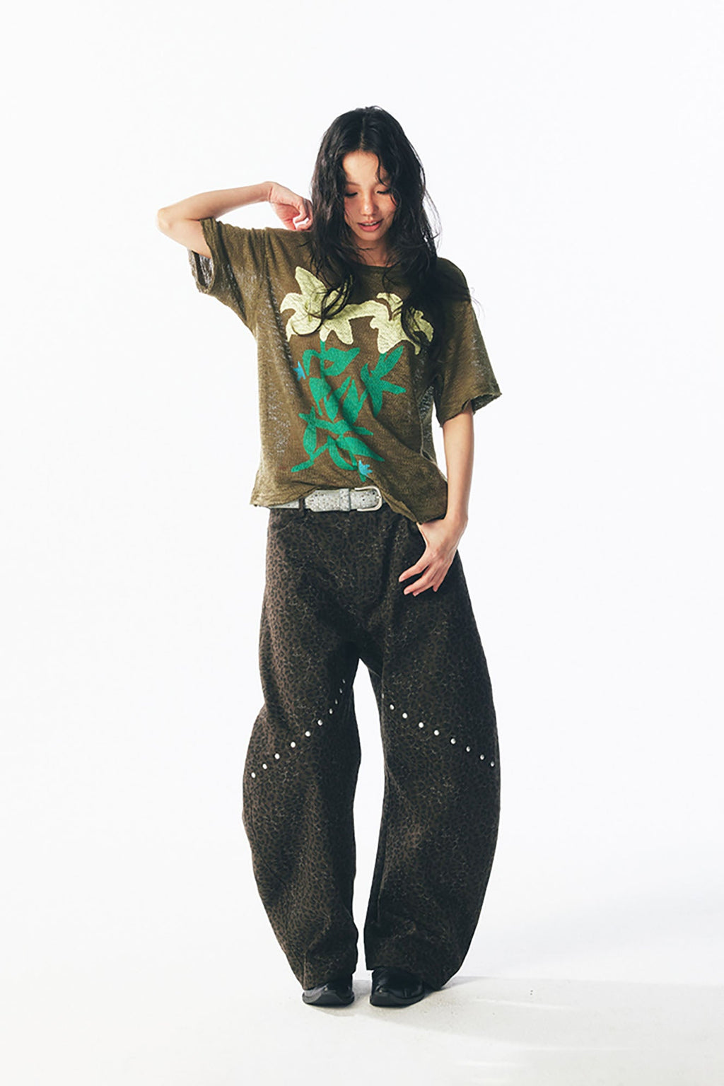 1997 POSTOFFICE Distressed Sheer Lily Flower Tee