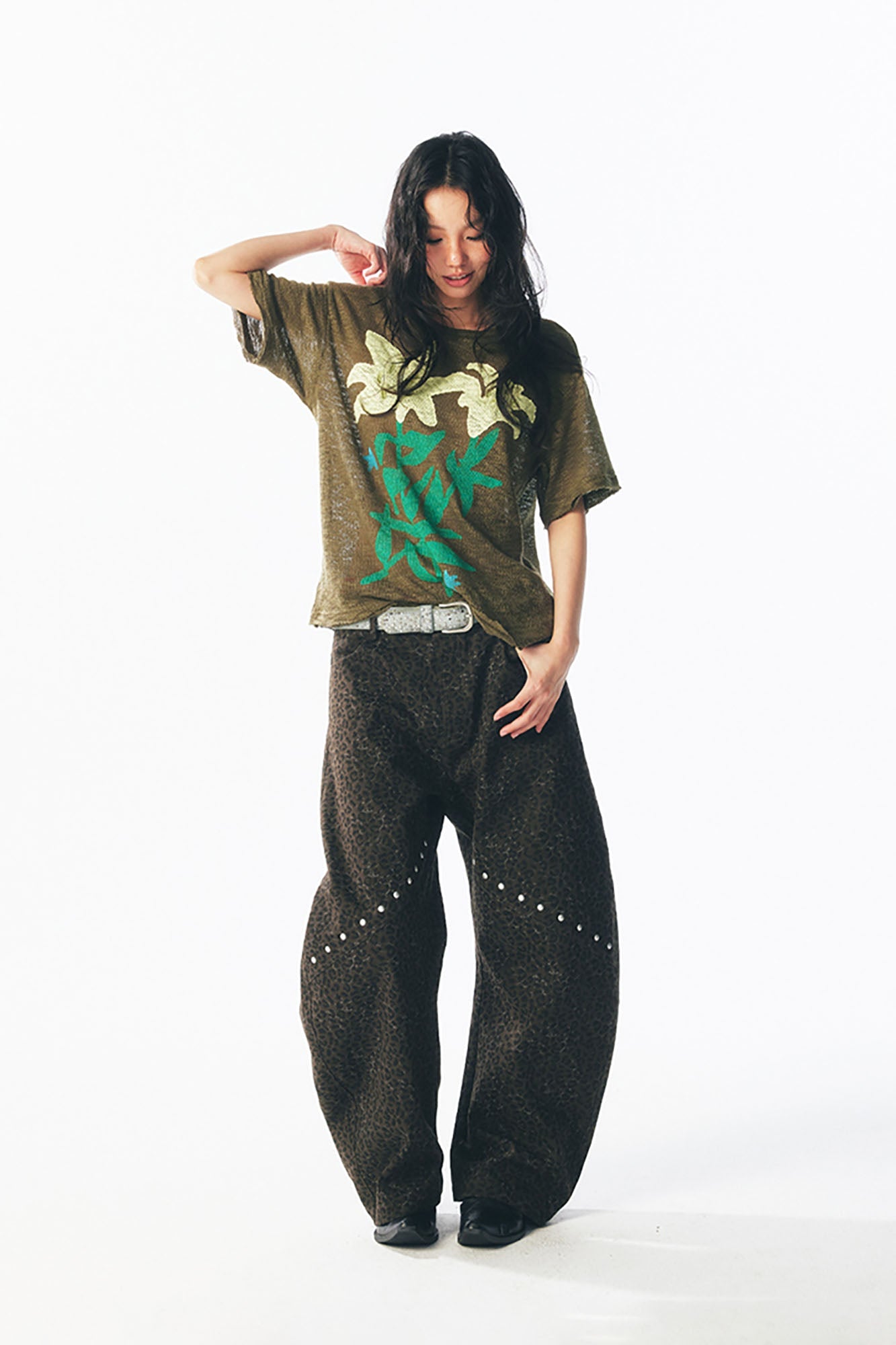 1997 POSTOFFICE Distressed Sheer Lily Flower Tee