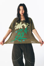 1997 POSTOFFICE Distressed Sheer Lily Flower Tee