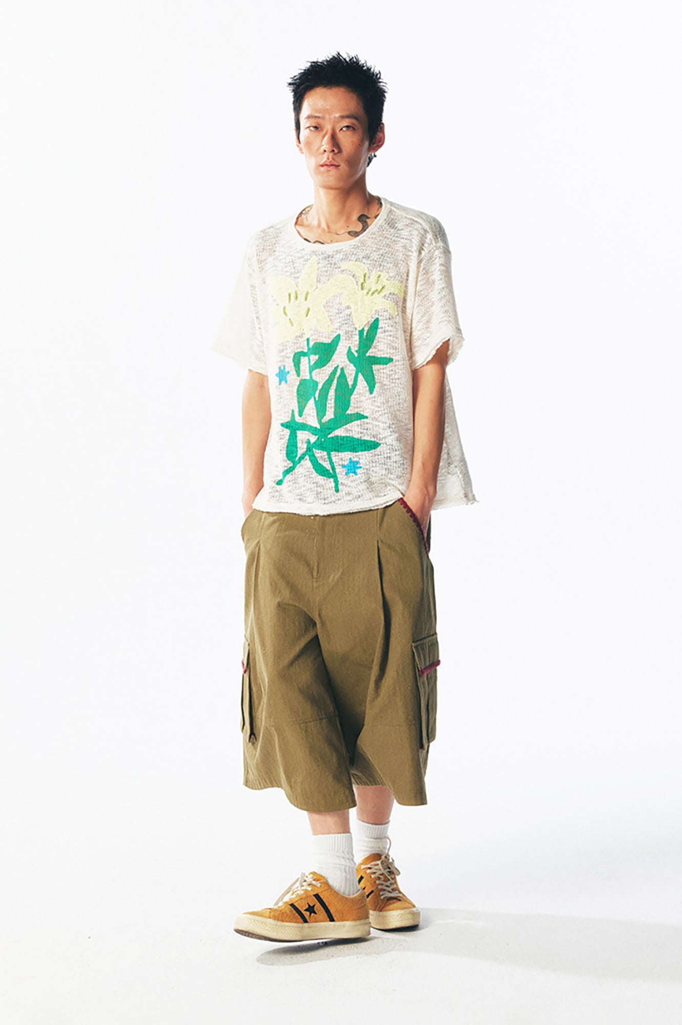 1997 POSTOFFICE Distressed Sheer Lily Flower Tee