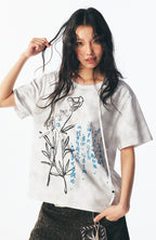 1997 POSTOFFICE Floral Script Graphic T-Shirt