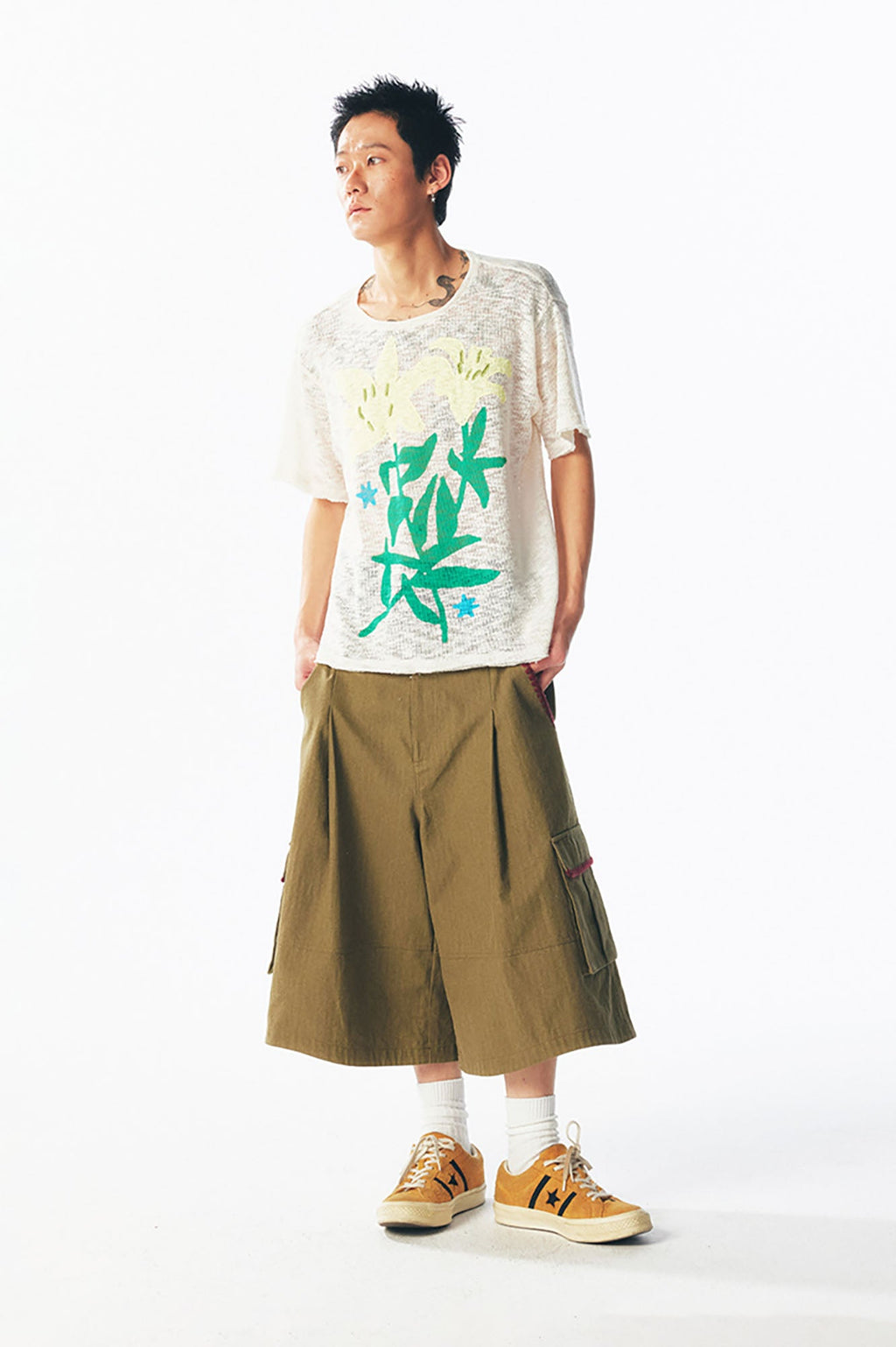 1997 POSTOFFICE Distressed Sheer Lily Flower Tee