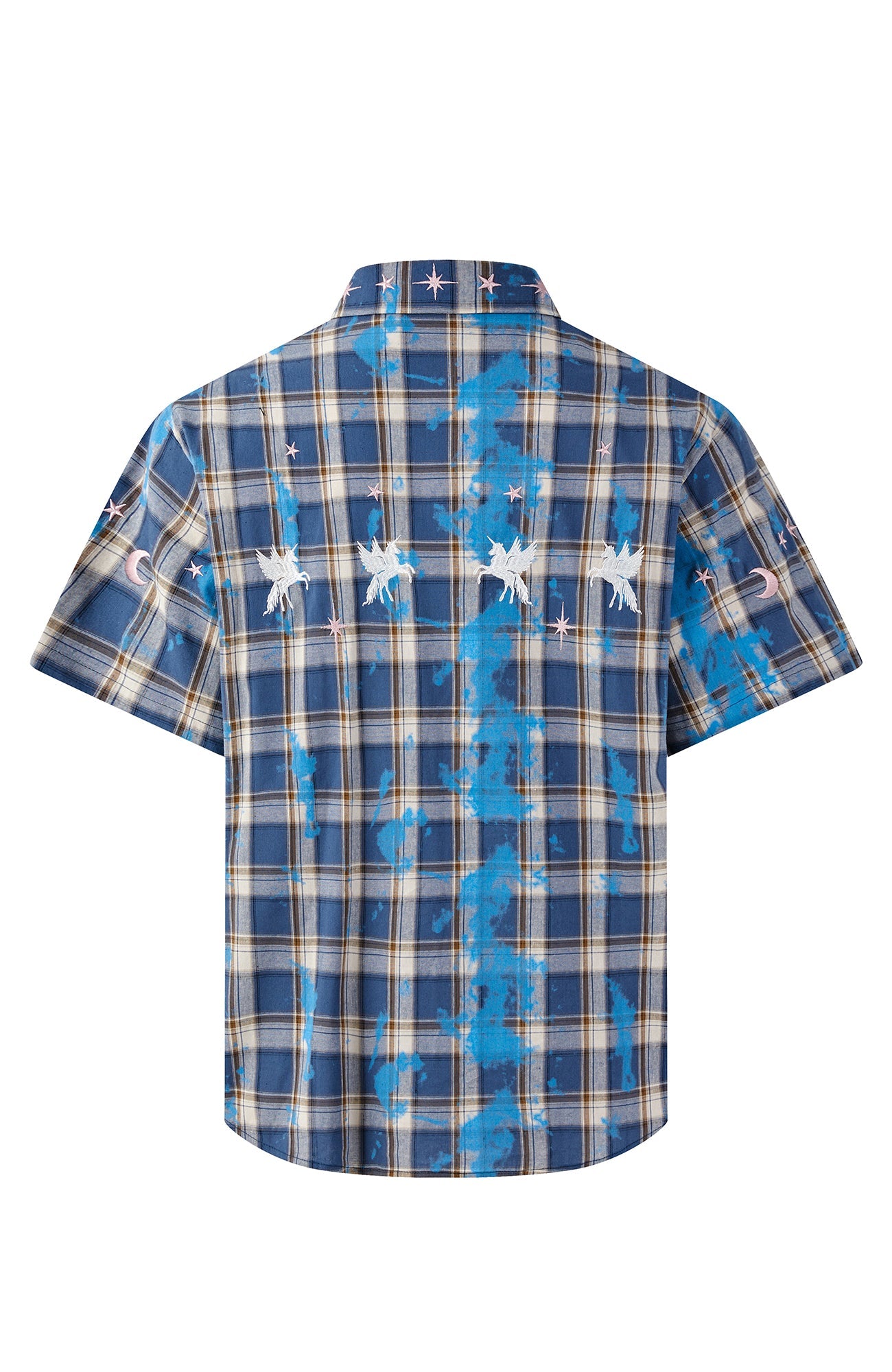 PASET Unicorn Embroidered Plaid Half Shirt