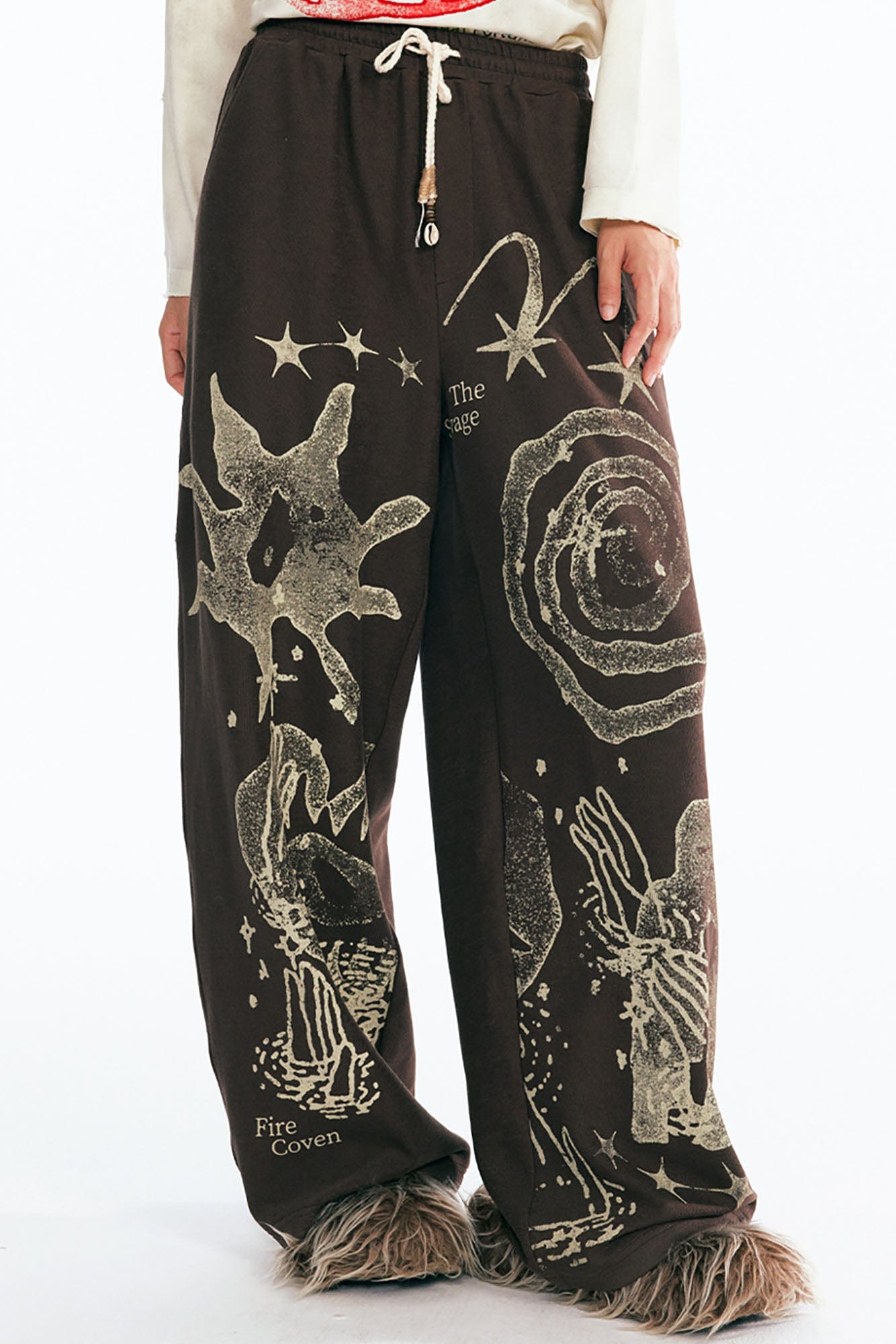 1997 POSTOFFICE Tribal Spiral Beaded Drawstring Sweatpants