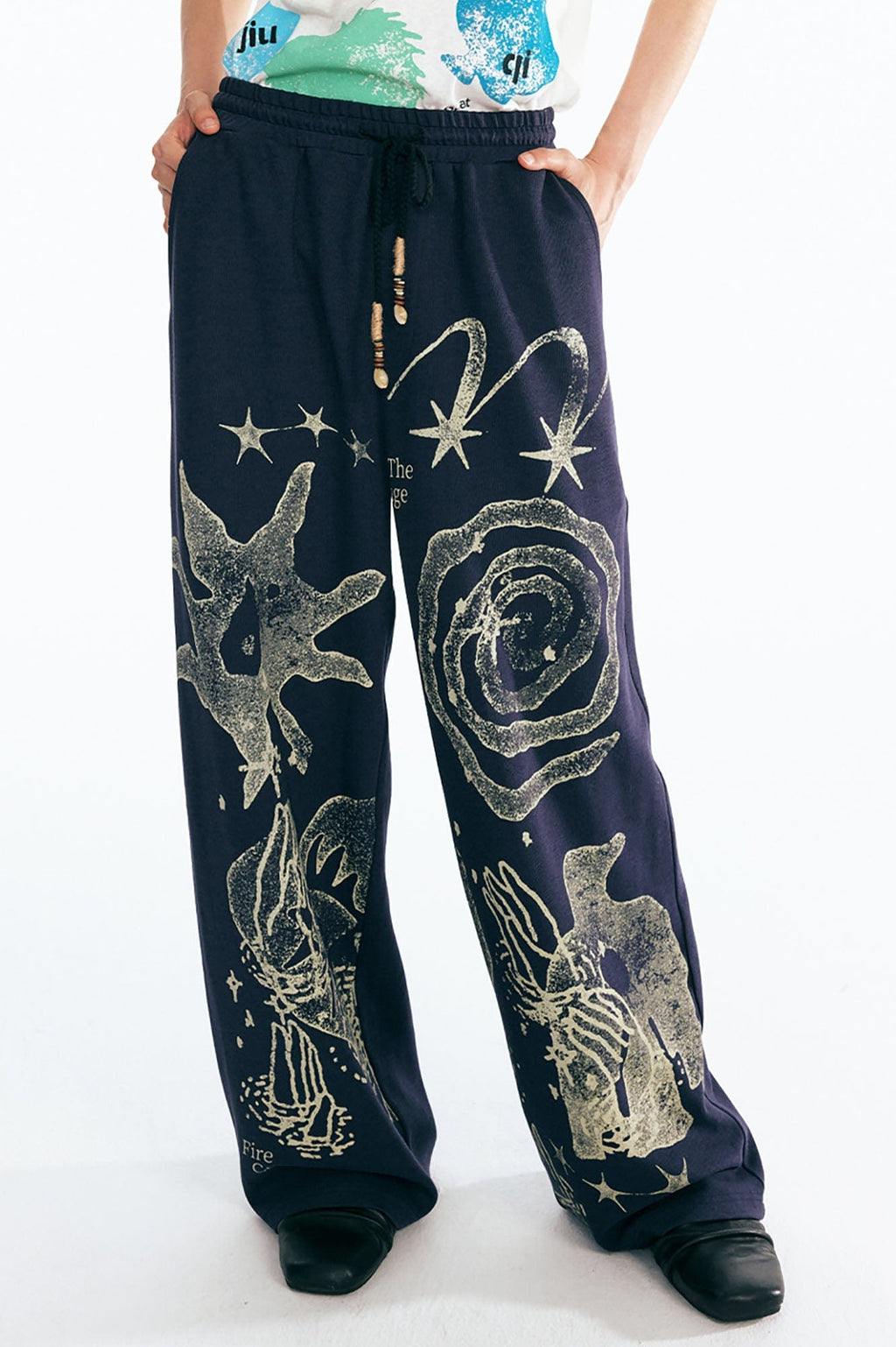 1997 POSTOFFICE Tribal Spiral Beaded Drawstring Sweatpants